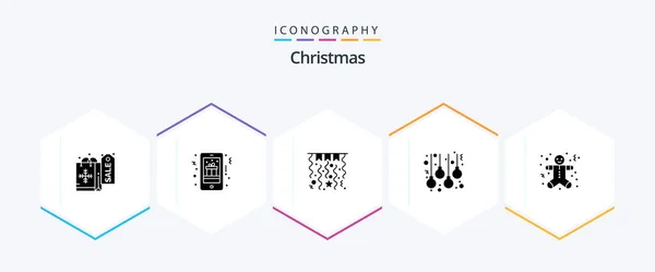Christmas Glyph Icon Pack Including Gingerbread Men Christmas Christmas Lamps — 图库矢量图片