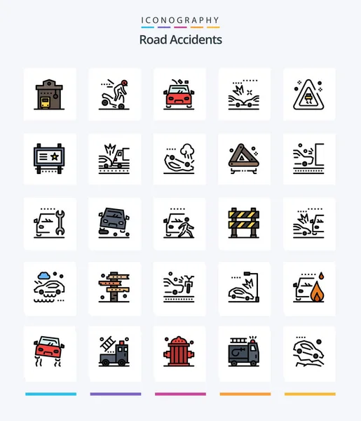 Creative Road Accidents Line Filled Icon Pack Road Accidents Road — Vettoriale Stock