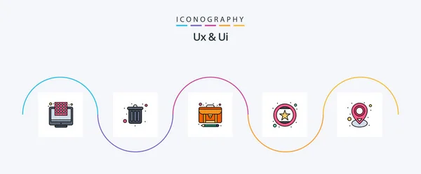 Line Filled Flat Icon Pack Including Location Recommend Article Rating — Image vectorielle