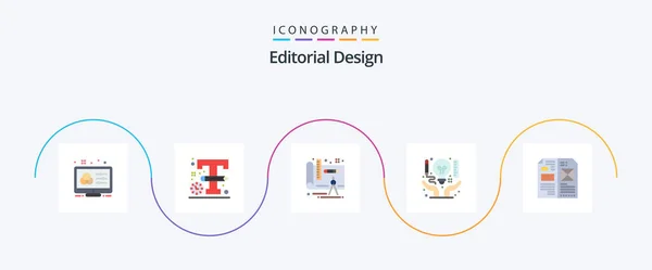 Editorial Design Flat Icon Pack Including Book Creative Design Business — 图库矢量图片