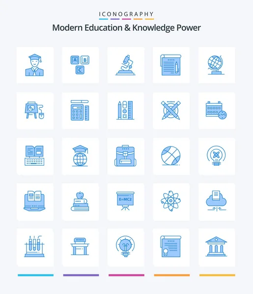 Creative Modern Education Knowledge Power Blue Icon Pack World Note — Archivo Imágenes Vectoriales