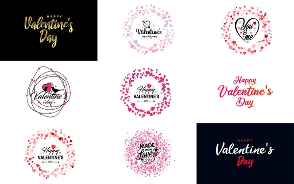 Happy Valentine Day Typography Design Heart Shaped Balloon Gradient Color — Vector de stock