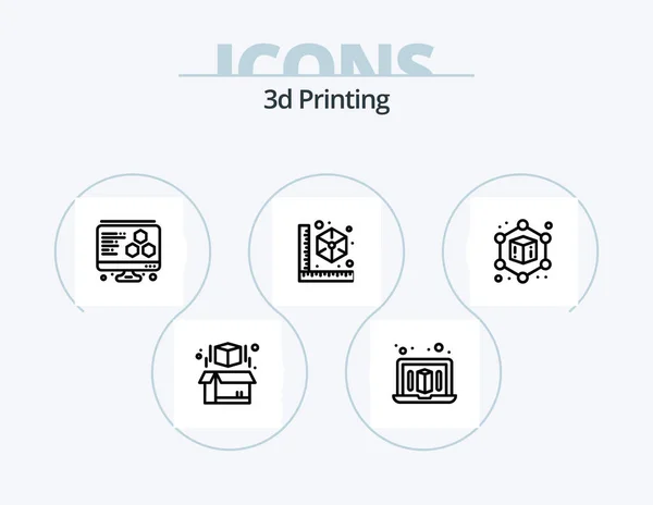 Printing Line Icon Pack Icon Design Print Computer Plastic Printing — Image vectorielle