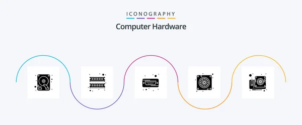Computer Hardware Glyph Icon Pack Including Hardware Card Hard Hardware — Stok Vektör