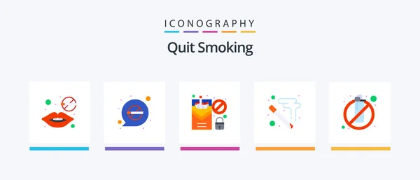 Quit Smoking Flat Icon Pack Including Fire Stubbed Smoking Smoking — Image vectorielle