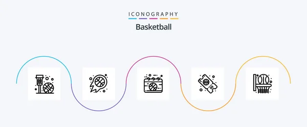 Basketball Line Icon Pack Including Ticket Basketball Nba Sport Game — Wektor stockowy