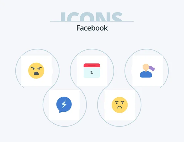 Facebook Flat Icon Pack Icon Design Mark Day Emoji Month — Vettoriale Stock