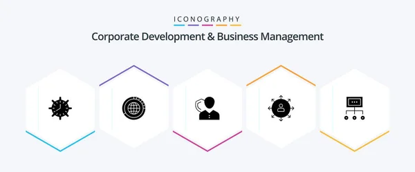 Corporate Development Business Management Glyph Icon Pack Including Person Employee — Image vectorielle