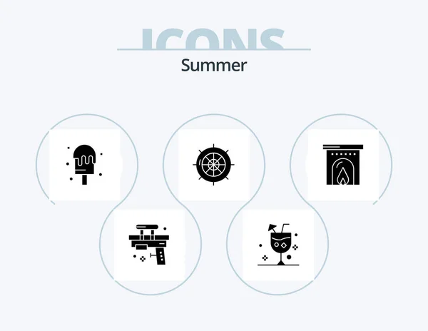 Summer Glyphh Icon Pack Icon Design Путешествие Море Пей Навигация — стоковый вектор