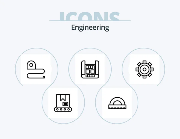 Engineering Line Icon Pack Icon Design Construction Axe Tool Repair — Vector de stock