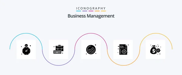 Business Management Glyph Icon Pack Including Management Business Management Setting — Stockvektor