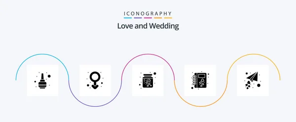 Wedding Glyph Icon Pack Including Love Message Romance Heart Love — Vector de stock