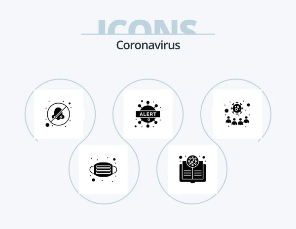 Coronavirus Glyph Icon Pack Icon Design Corona Warning Virus Notice — Stock vektor