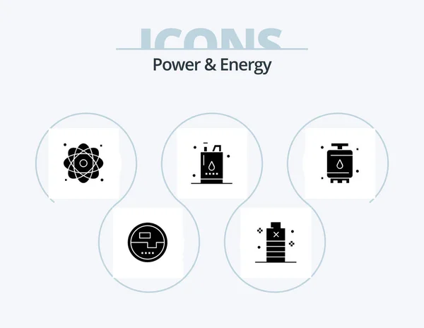 Power Energy Glyph Icon Pack Icon Design Gallon Bottle Low — 图库矢量图片