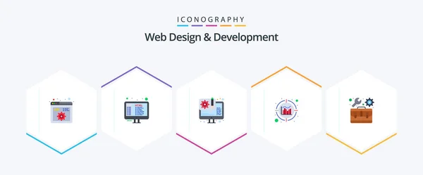 Web Design Development Flat Icon Pack Including Repair Information Design — Archivo Imágenes Vectoriales