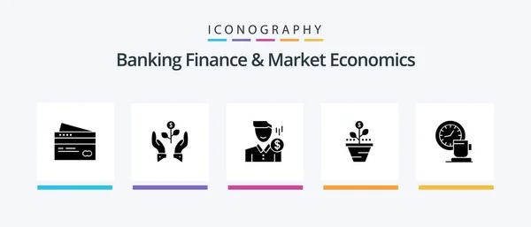 Banking Finance Market Economics Glyph Icon Pack Including Male Cost — Διανυσματικό Αρχείο