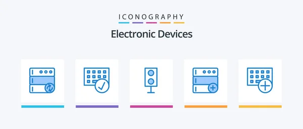 Devices Blue Icon Pack Including Computers New Devices Database Technology — Stockvector
