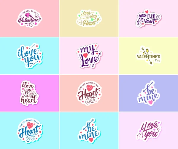 Valentine Day Time Love Beautiful Graphic Design Stickers — Stock vektor