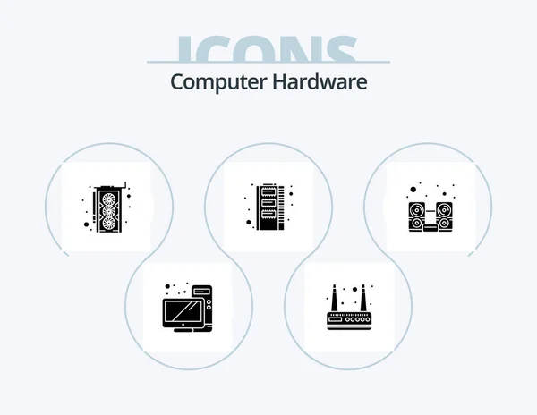 Computer Hardware Glyph Icon Pack Icon Design Speaker Hardware Graphic — Stock Vector