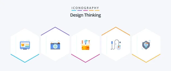 Design Thinking Flat Icon Pack Including Tool Hardware Thinking Computer — Stockový vektor