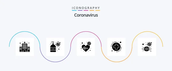 Coronavirus Glyph Icon Pack Including Mask Sign Beat Healthcare Medica — Vettoriale Stock
