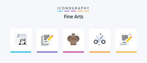 Fine Arts Flat Icon Pack Including Art Design Write Cut — Stockový vektor