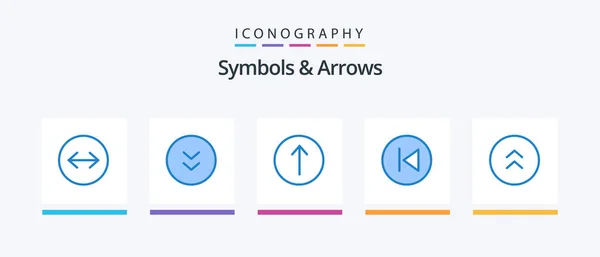 Symbols Arrows Blue Icon Pack Including Direction Arrows Symbols Music — Stockvector