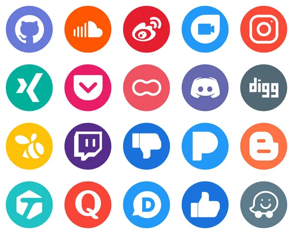 20 Innovative White Icons discord. mothers. google duo. peanut and xing Flat Circle Backgrounds