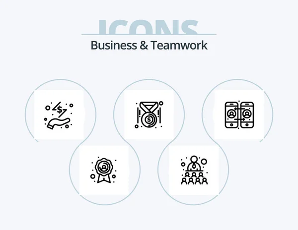 Business Teamwork Line Icon Pack Icon Design Mobile Team — Vettoriale Stock