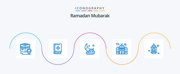 Ramadan Blue Icon Pack Including Islam Mosque Ramadhan New Ramadan — Stock Vector