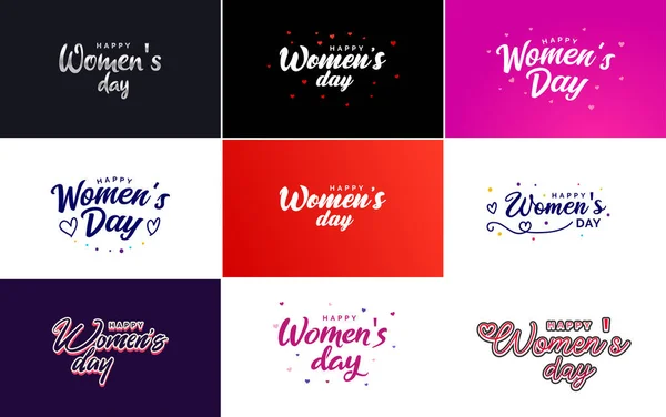 International Women Day Lettering Happy Women Day Greeting Love Shape — Stockvektor