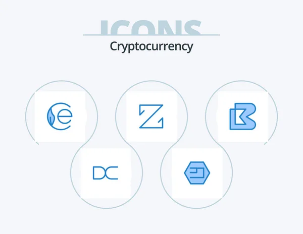 Cryptocurrency Blue Icon Pack Icon Design Coin Crypto Currency Earth — Vettoriale Stock