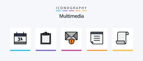 Multimedia Line Filled Icon Pack Including Receive Preferences Mail Creative — Stockvektor