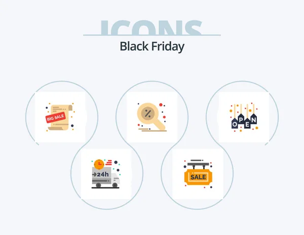 Black Friday Flat Icon Pack Icon Design Search Find Sale — Archivo Imágenes Vectoriales