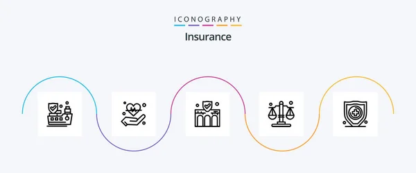 Insurance Line Icon Pack Including Security Insurance Business Law Balance — Image vectorielle