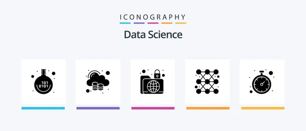 Data Science Glyph Icon Pack Including Line Chart Space Bar — Διανυσματικό Αρχείο