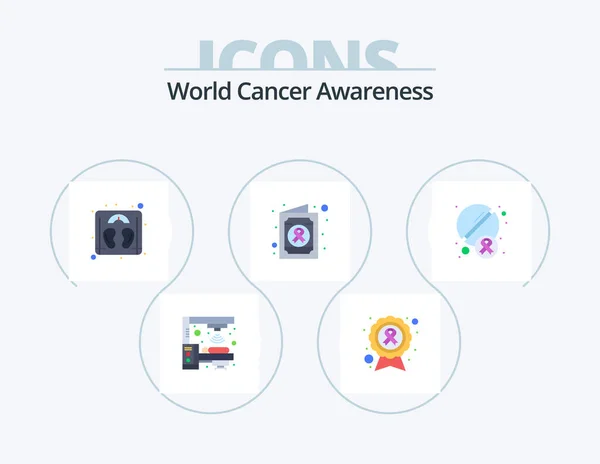World Cancer Awareness Flat Icon Pack Icon Design Drugs Pills — Vector de stock