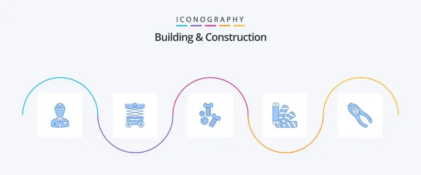 Building Construction Blue Icon Pack Including Pantone Color Warehouse Tools — Stockvektor