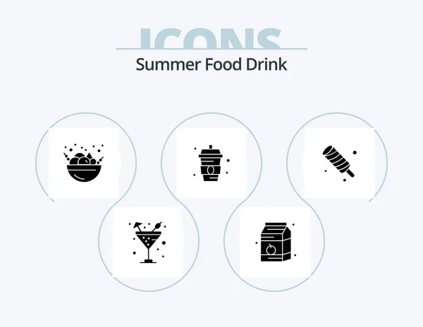 Summer Food Drink Glyph Icon Pack Icon Design Drink Meal — Archivo Imágenes Vectoriales