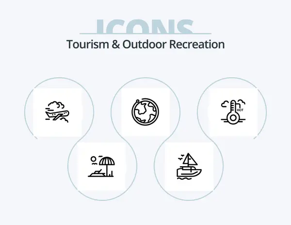 Tourism Outdoor Recreation Line Icon Pack Icon Design Image Service — Stock Vector