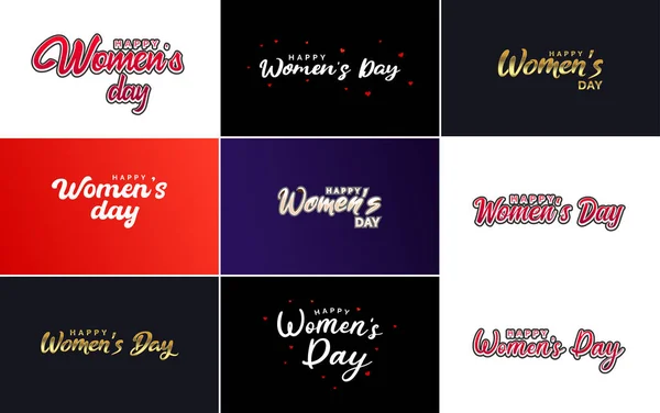 Abstract Happy Women Day Logo Love Vector Design Pink Purple — Vettoriale Stock