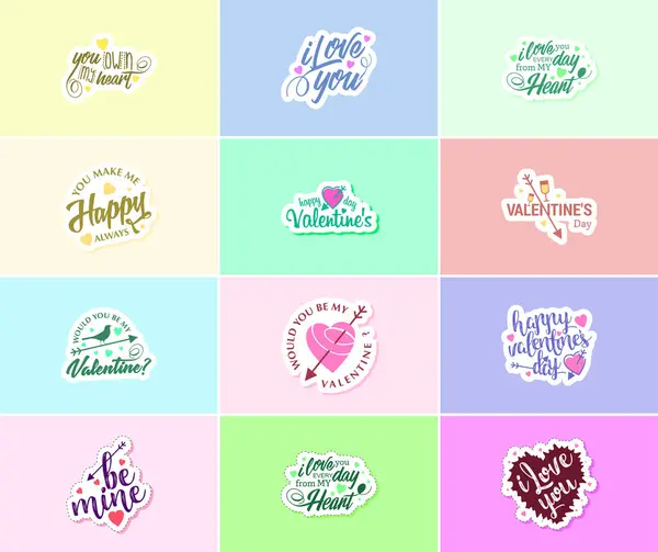 Saying Love You Valentine Day Typography Graphics Stickers — Stock vektor