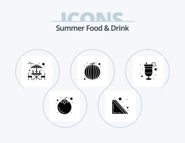 Summer Food Drink Glyph Icon Pack Icon Design Drink Watermelon — Stock Vector