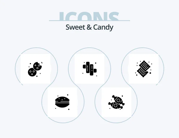 Sweet Candy Glyph Icon Pack Icon Design Dessert Candy Bake — Archivo Imágenes Vectoriales