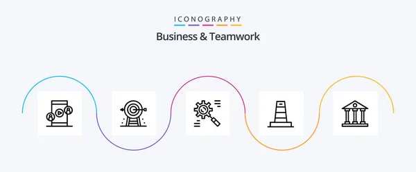 Business Teamwork Line Icon Pack Including Technology Business Planning Process — 图库矢量图片