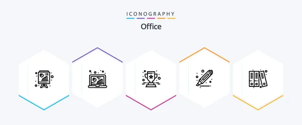 Office Line Icon Pack Including Files Marker Research Highlighter Star — Stockvector