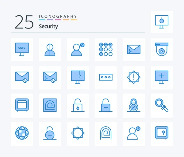 Security Blue Color Icon Pack Including Security Lock Profile Profile — Stockvektor