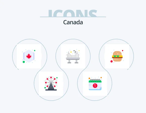 Canada Flat Icon Pack Icon Design Fast Food Canada Canada — Vetor de Stock