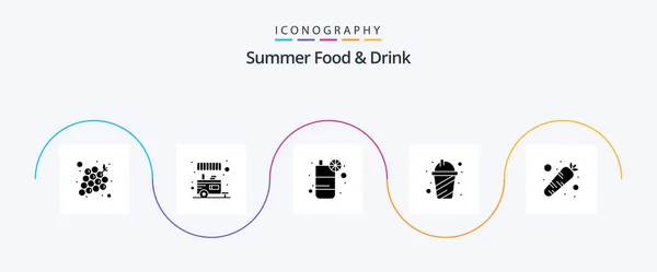 Summer Food Drink Glyph Icon Pack Including Food Summer Drink — Image vectorielle