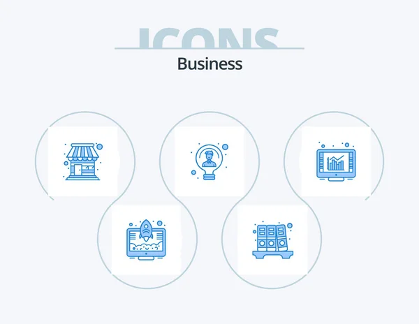 Business Blue Icon Pack Icon Design Graph User Shop Person — Image vectorielle